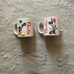 Disney Florida Mickey and Minnie Mouse Mugs 2001 VTG